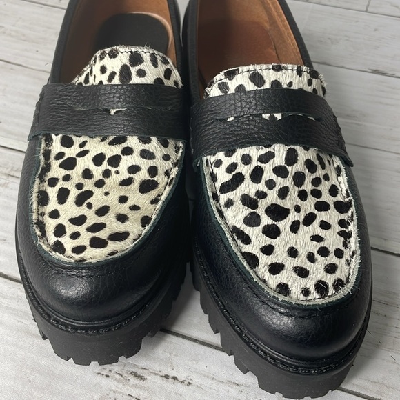 Bonaflex Leather and Calf Hair Animal Print Platform Lug Sole Loafer - Picture 7 of 13